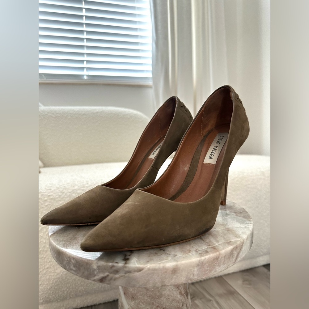 Army Green/Olive Criss Cross Stitched Heels